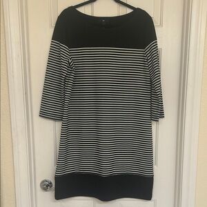 GAP Black and White Striped Midi Dress